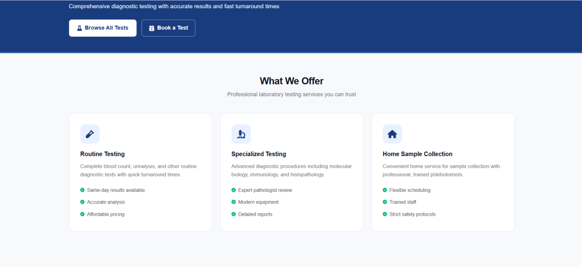 Web Application for Diagnostic Laboratories, Clinics, and Healthcare Networks · Screenshot 1