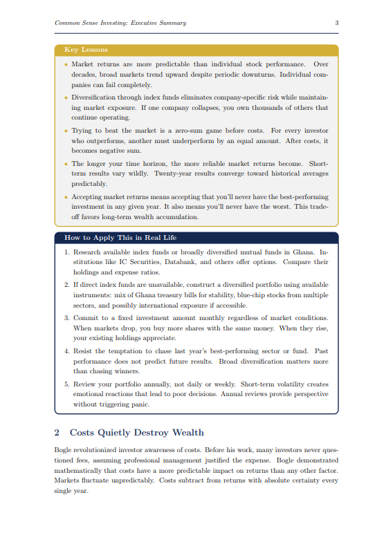 Common Sense Investing: Executive Summary - Why Simple Strategies Build Lasting Wealth (African Edition) · Screenshot 1