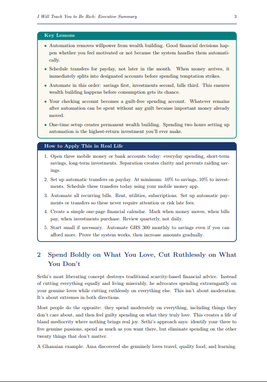 I Will Teach You to Be Rich: Executive Summary - Systems Over Willpower, Automation Over Discipline (African Edition) · Screenshot 1