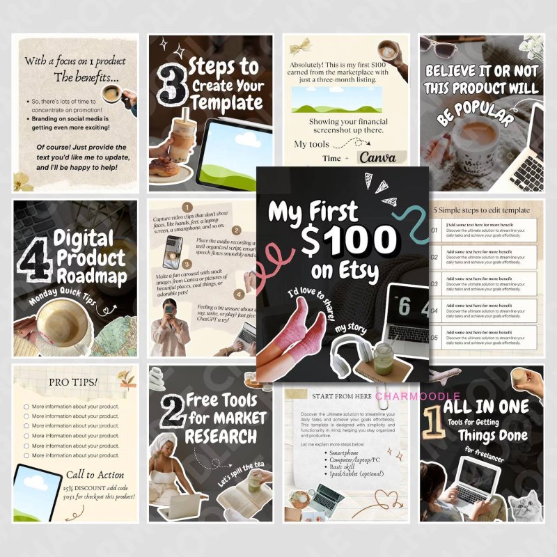 400+ Faceless Instagram Carousel Templates (MRR & PLR Canva Social Media Kit) · Screenshot 7
