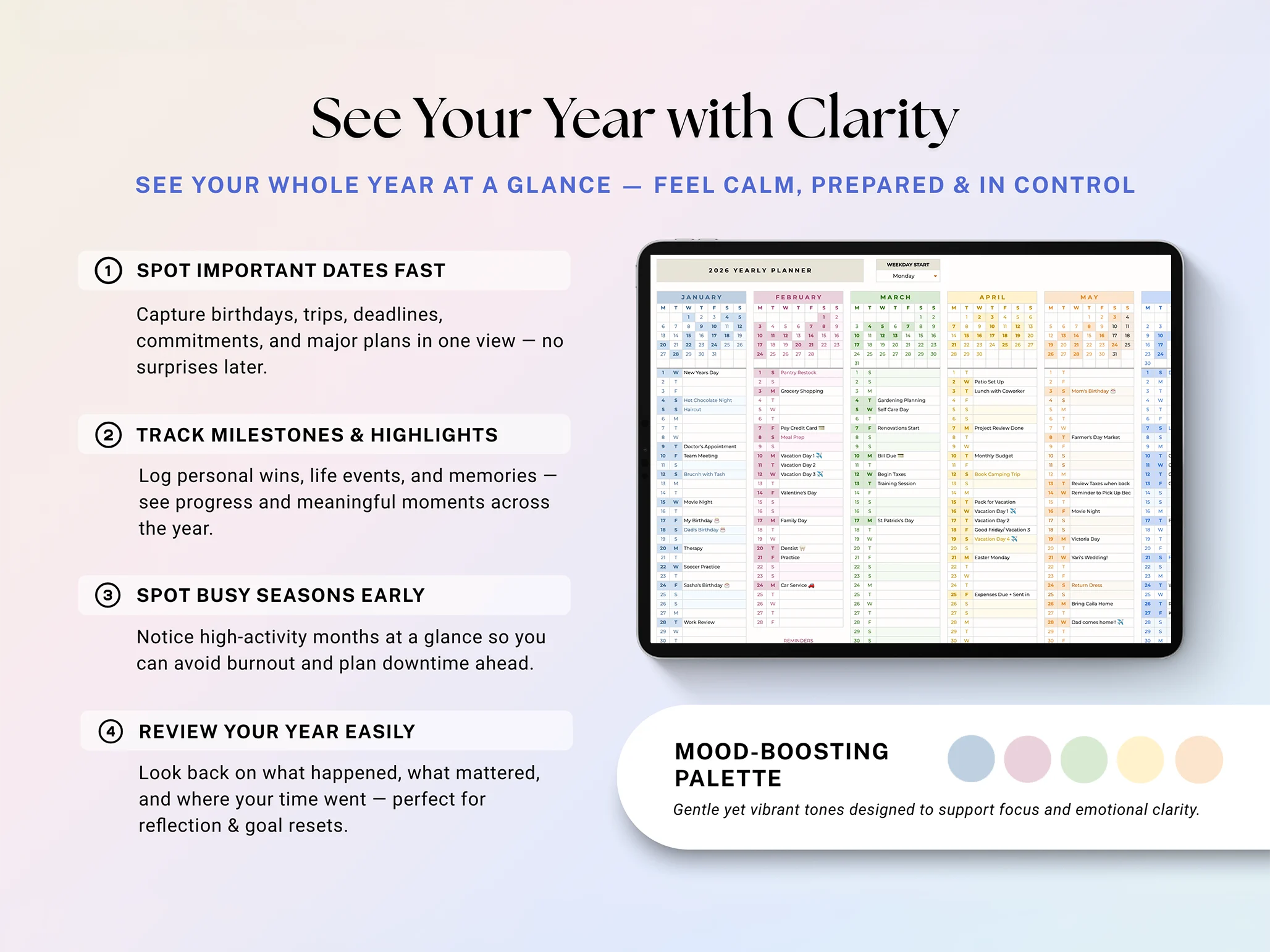 One-Page Year Planner (Digital Spreadsheet Planner) · Screenshot 2