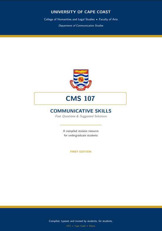 CMS 107: Communicative Skills Past Questions & Suggested Solutions (UCC Edition) · Screenshot 1