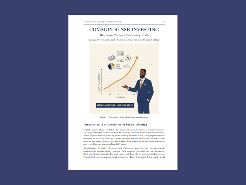Common Sense Investing: Executive Summary - Why Simple Strategies Build Lasting Wealth (African Edition)
