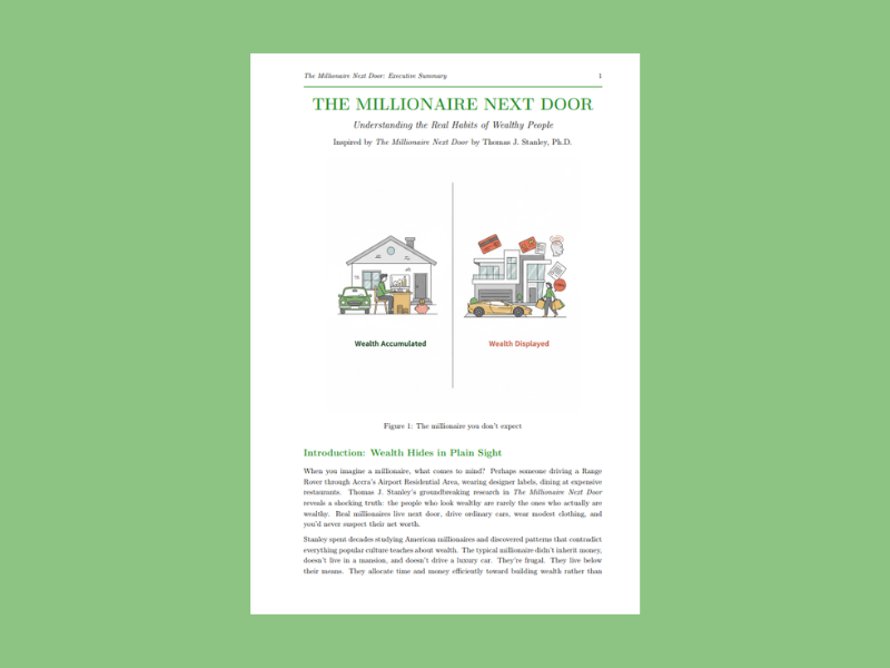The Millionaire Next Door: Executive Summary - Understanding the Real Habits of Wealthy People (African Edition)